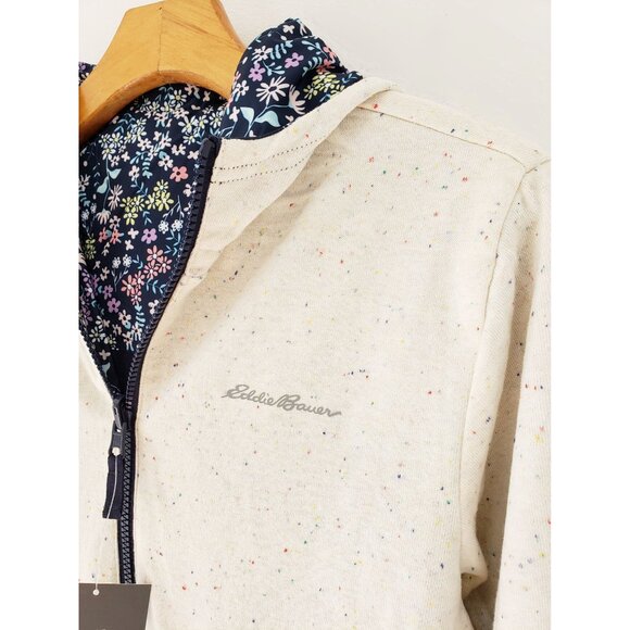 Eddie Bauer Reversible Windy Ridge Hooded Blue Floral Rain Windbreaker Jacket M - Picture 4 of 6